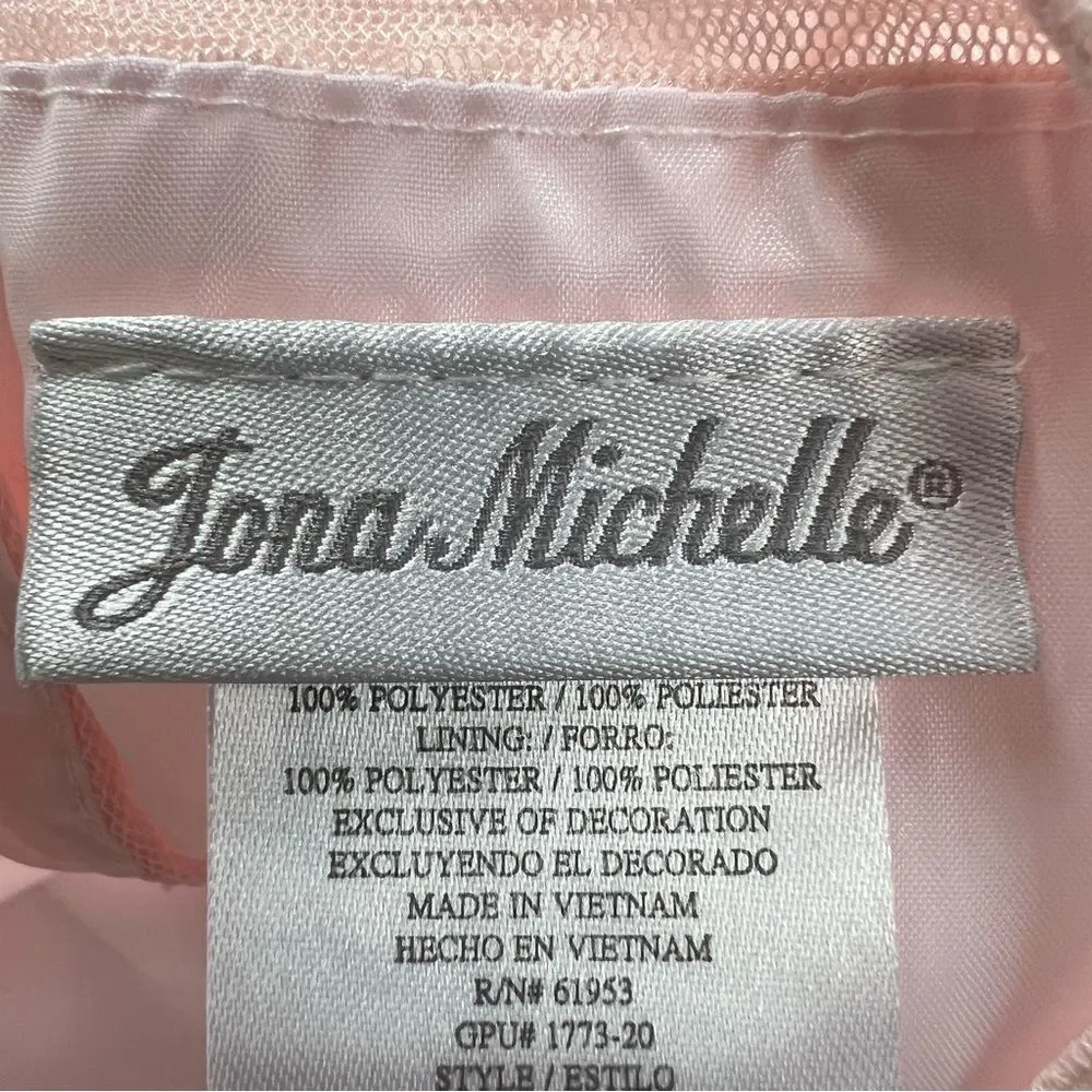 Jona Michelle Pink Tiered Embellished Girls Formal Pink Sleeveless Dress SZ 5